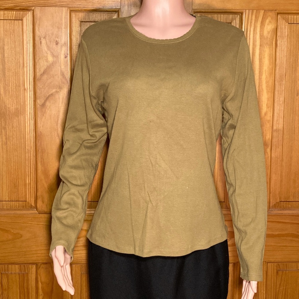 NWOT White Stag Vintage 90s Top Long Sleeve Blouse Brown Size L Large